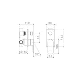 Caroma Urbane II Bath / Shower Mixer With Diverter Rectangular Cover Plate Gunmetal